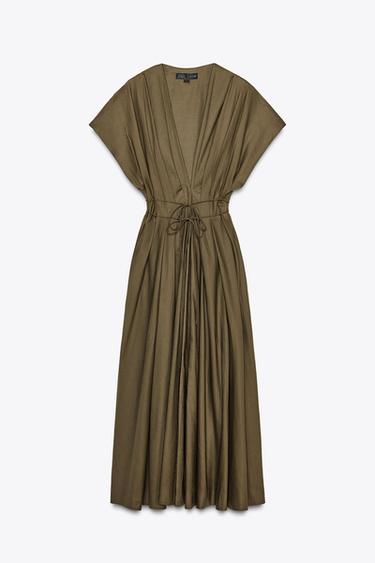 ZW COLLECTION DARTED MIDI DRESS - Dark khaki by Zara