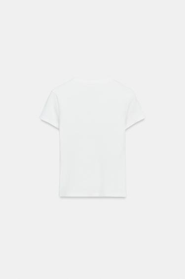 Zara SLIM FIT RIBBED T-SHIRT - White