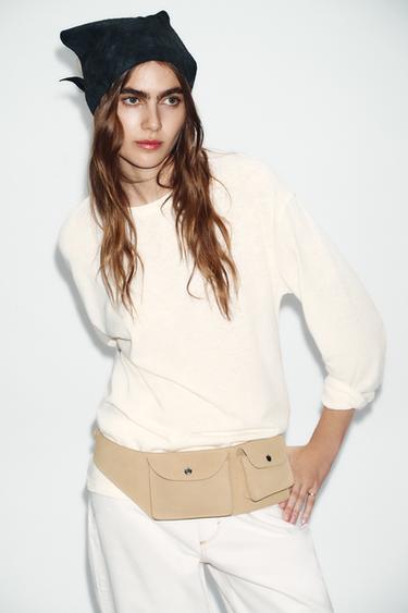 RUSTIC LONG SLEEVE T-SHIRT - Oyster-white by Zara