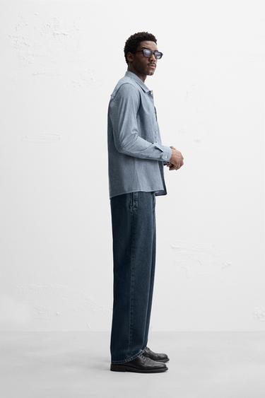 STRAIGHT-LEG CHINO JEANS - Mid-blue by Zara - Image 3