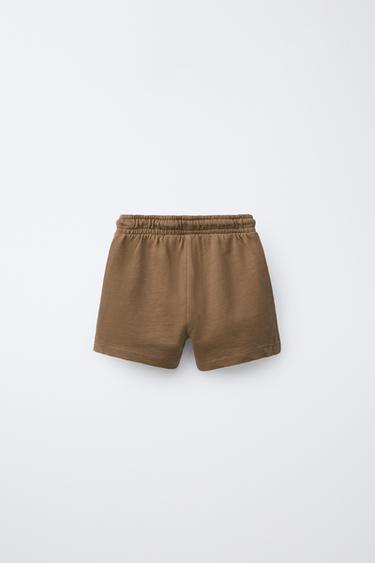 GARMENT-DYED BERMUDA SHORTS WITH PATCH - Light brown by Zara - Image 1