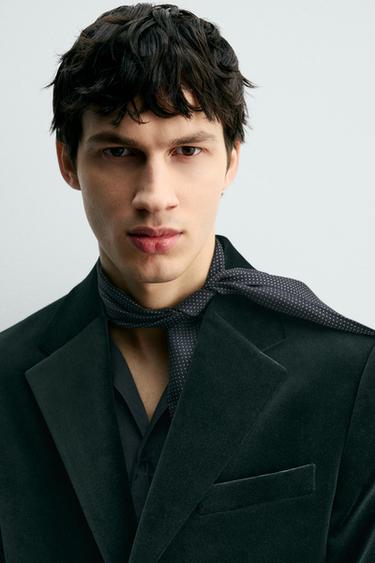 REGULAR FIT VELVET BLAZER - Bottle green by Zara