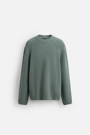 Zara RELAXED FIT SWEATER - Washed green