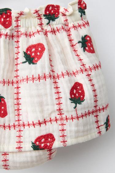 CULOTTE JUPE BRODÉE FRAISES CASA LAWA X ZARA KIDS - Écru de Zara - Image 3