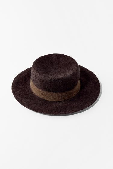 CONTRAST STRIPE WOOL HAT - Brown by Zara