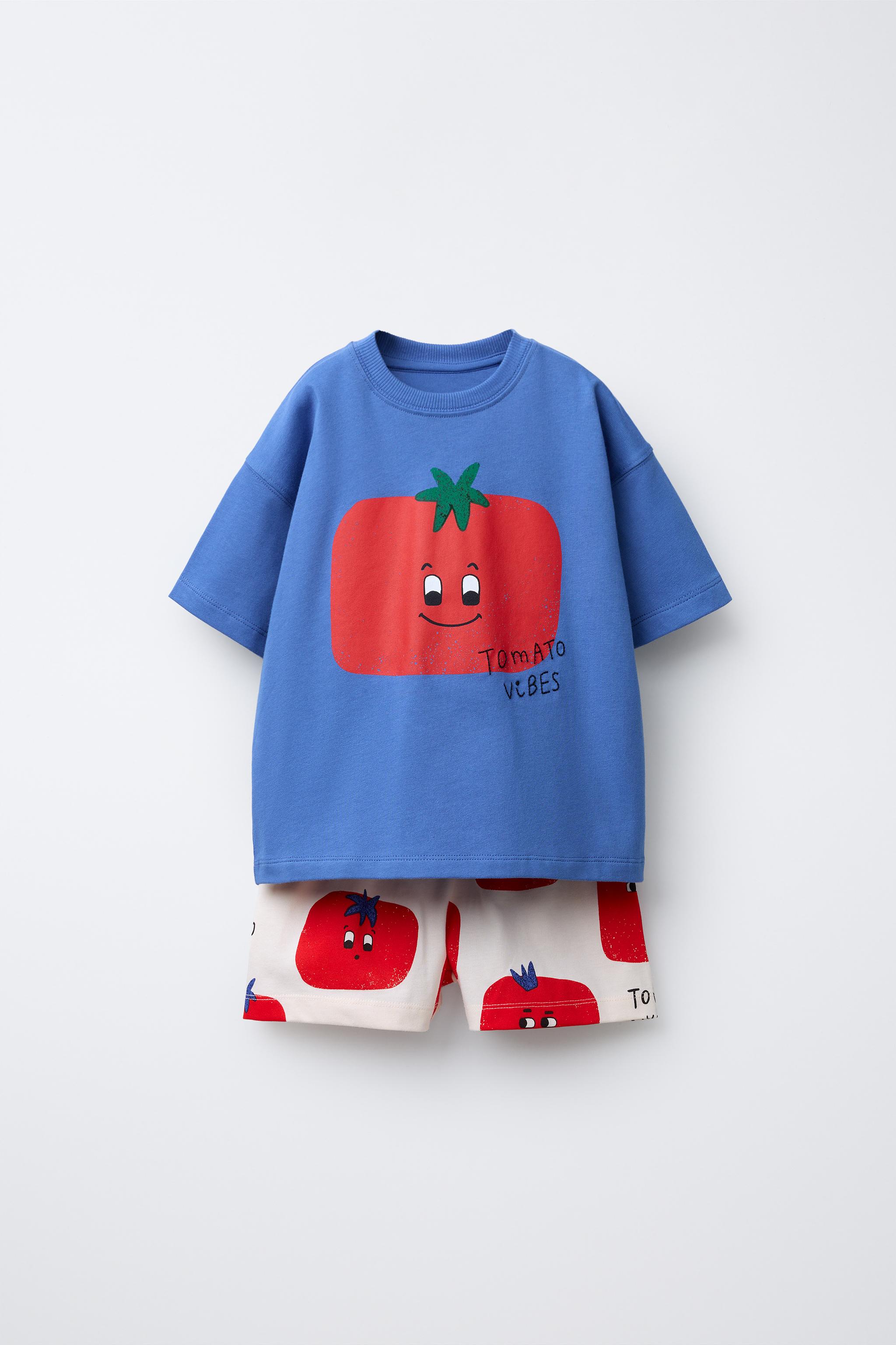 ENSEMBLE DE JOGGING T-SHIRT ET BERMUDA TOMATES
