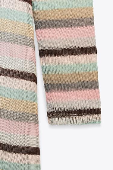 LONG METALLIC THREAD STRIPED DRESS - Multicoloured by Zara - Image 6