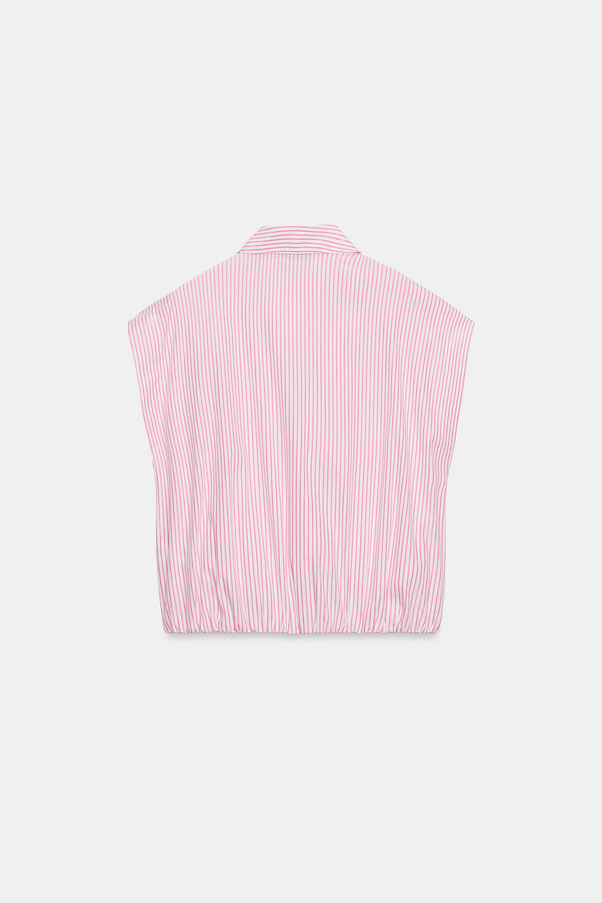 METALLIC THREAD STRIPED SHIRT - Pink / White | ZARA India