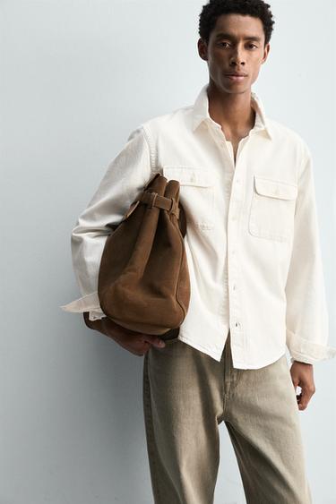 DENIM OVERSHIRT - Oyster-white by Zara - Image 5