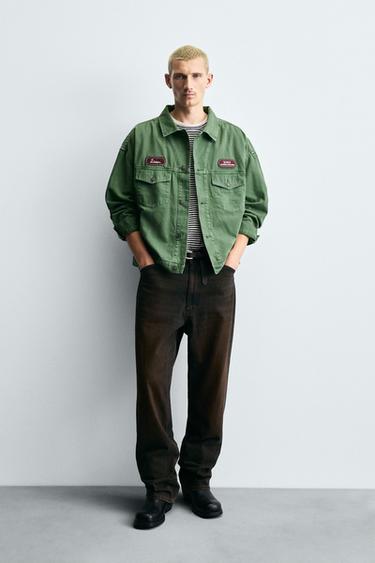 WASHED PATCH JACKET - Green by Zara - Image 0