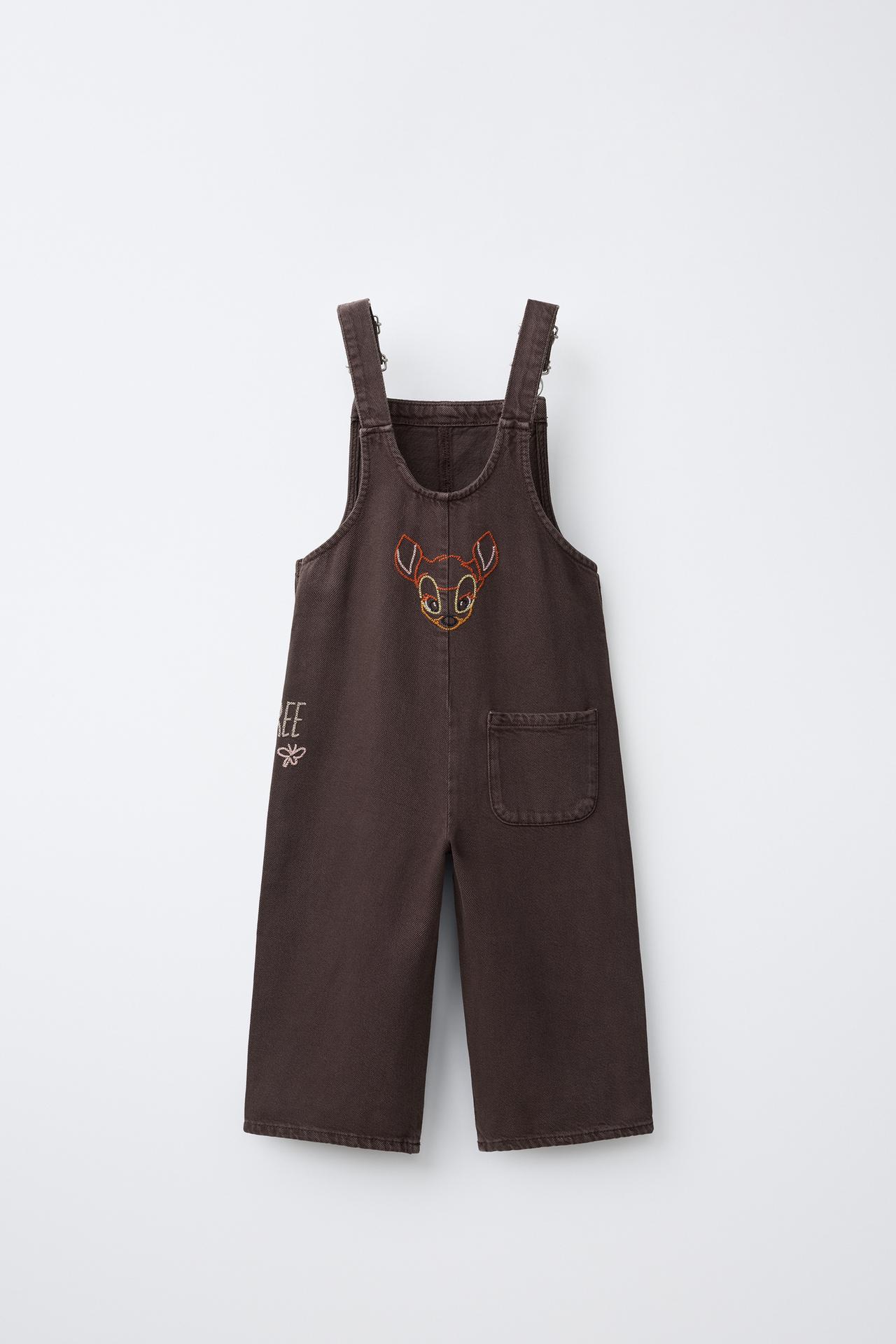 BAMBI © DISNEY EMBROIDERED OVERALLS — Brown