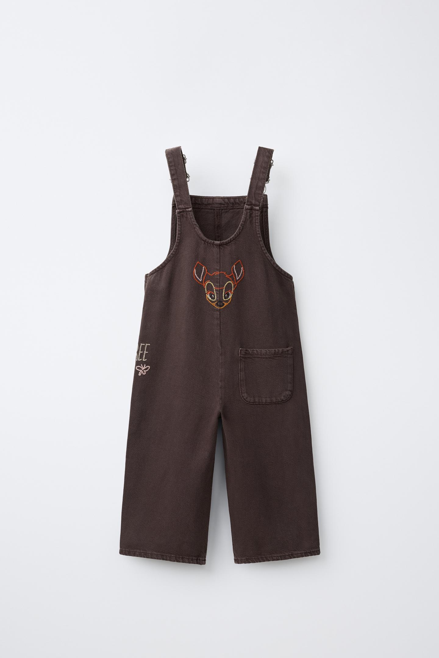 Детский комбинезон Zara Bambi © Disney Embroidered Overalls, цвет: Коричневый — фото 3