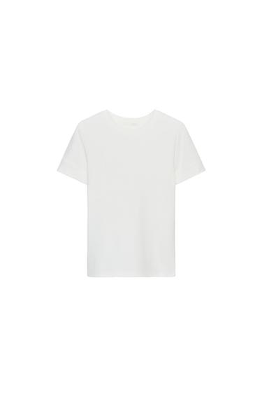 CAMISETA MANGA CORTA - Blanco roto de Zara