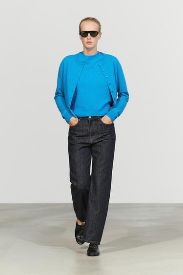 Zara Short sleeve wool blend knit sweater - Turquoise - Image 0
