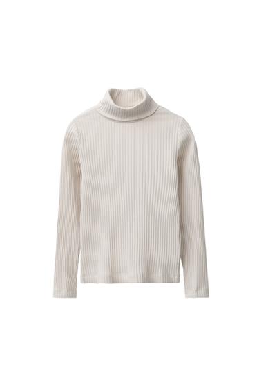 RIBBED TURTLENECK T-SHIRT - Ecru by Zara