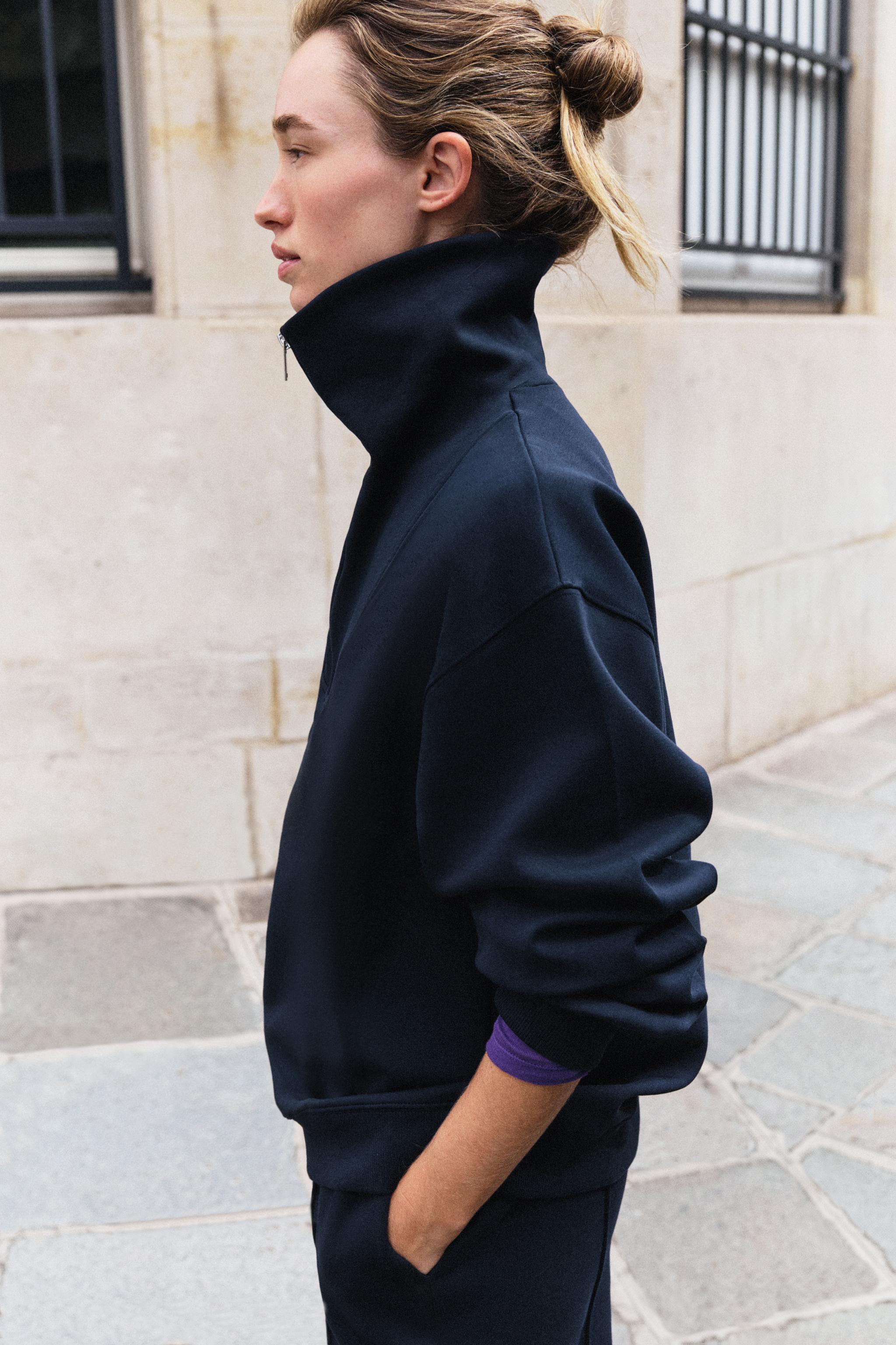 Zara FERMUARLI İNTERLOK SWEATSHIRT görsel 3