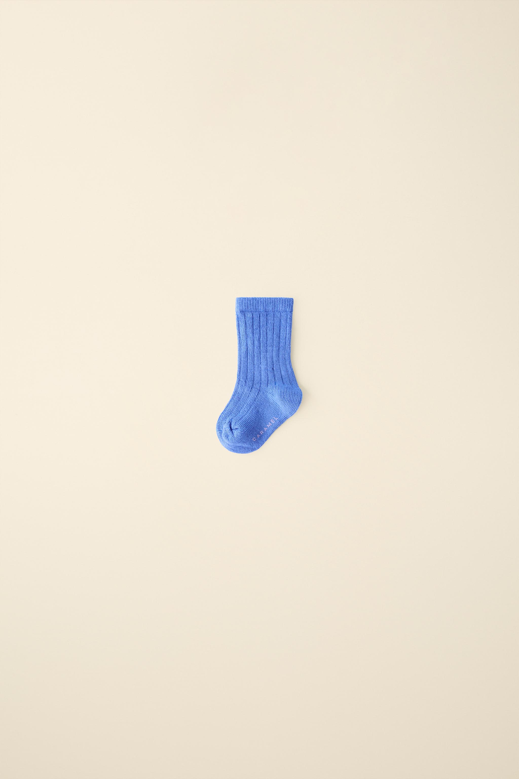 RIBBED LONG SOCKS CREATED BY CARAMEL LONDON X ZARA — Blue