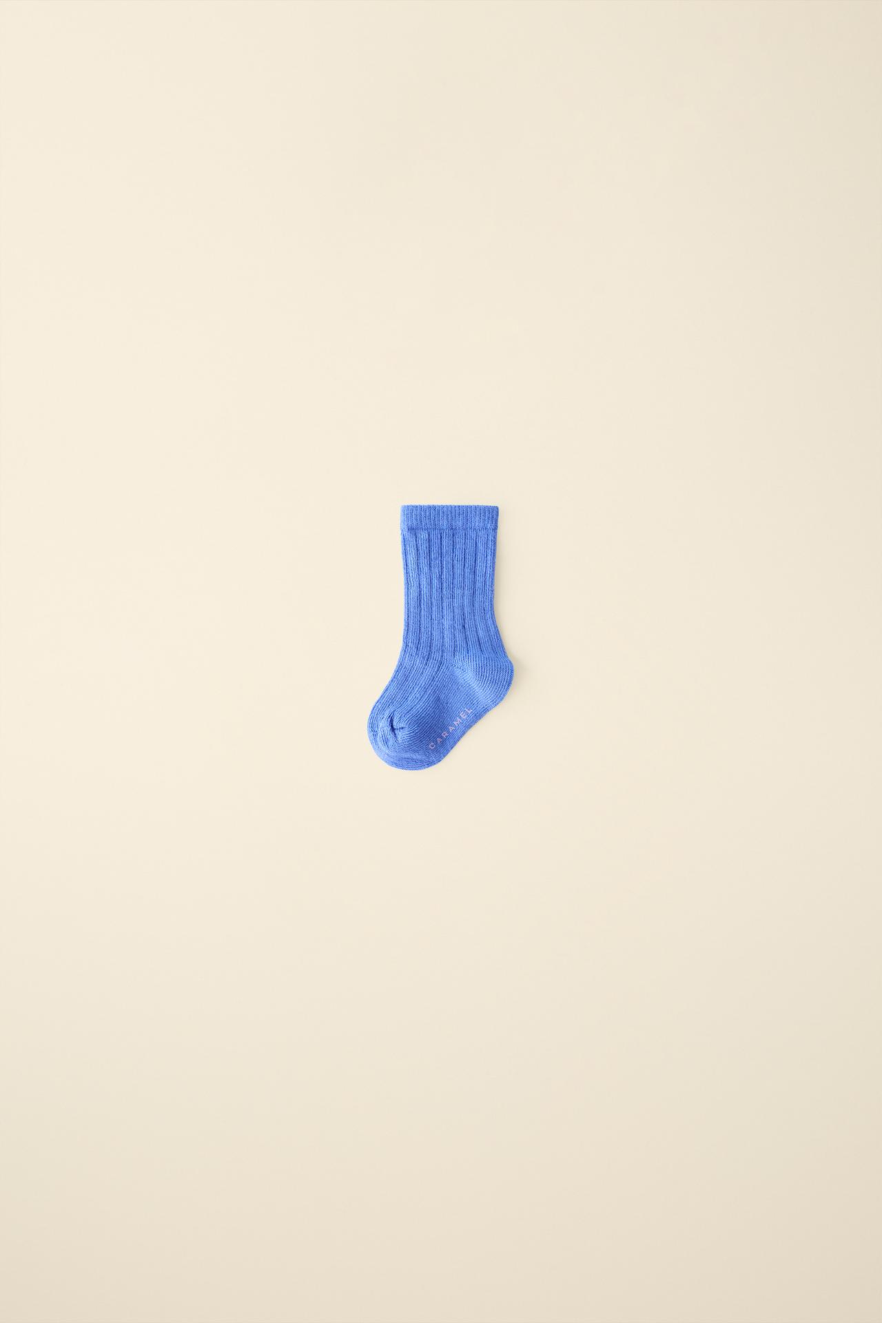 RIBBED LONG SOCKS CREATED BY CARAMEL LONDON X ZARA — Blue