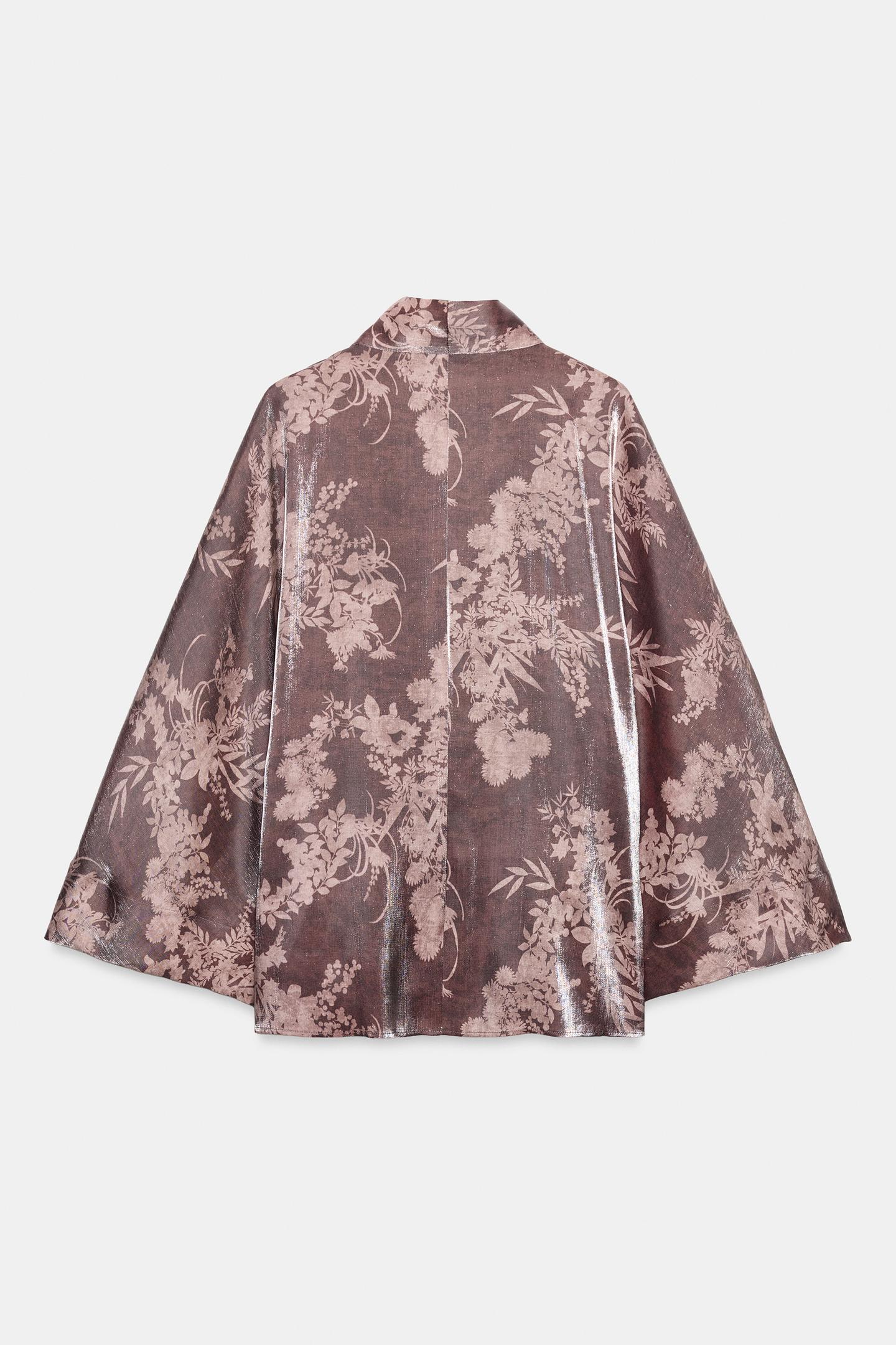 Женская рубашка Zara Printed Wide-Sleeve, цвет: Разноцветный — фото 8