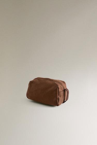 MEDIUM CANVAS WASH BAG - Brown by Zara - Image 3