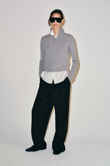 100% WOOL ZIP-UP JACKET - Grey by Zara