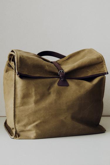SAC ISOTHERME COTON CUIR - Marron / Vert de Zara - Image 5