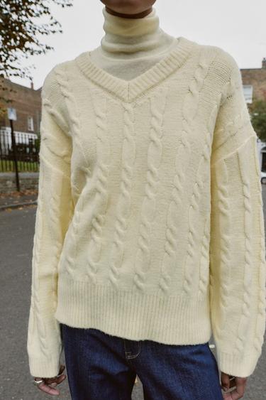 JERSEY PUNTO SOFT CABLES - Amarillo claro de Zara