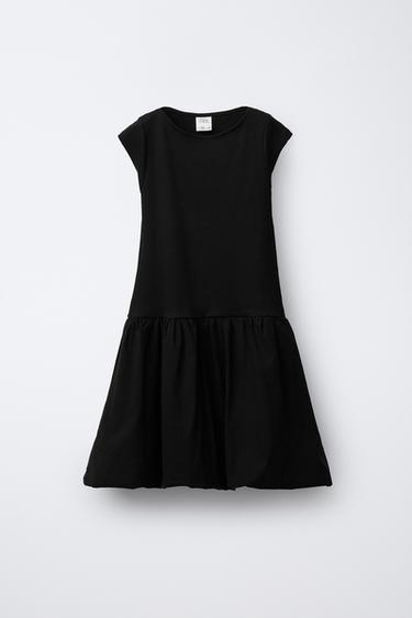 VESTIDO COMBINADO GLOBO - Negro de Zara