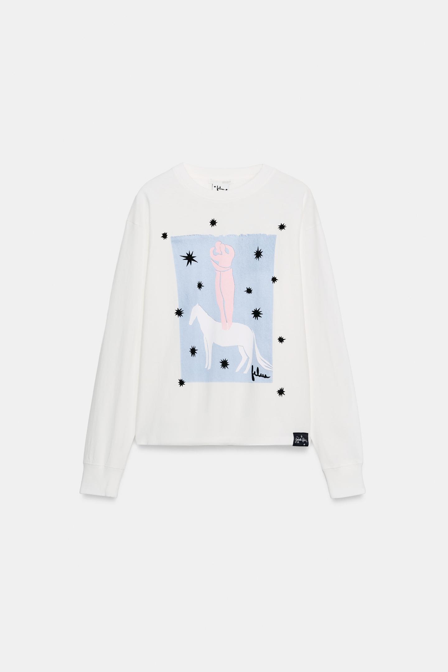 Женская футболка Zara Isabelle Feliu Printed, цвет: Белый — фото 5