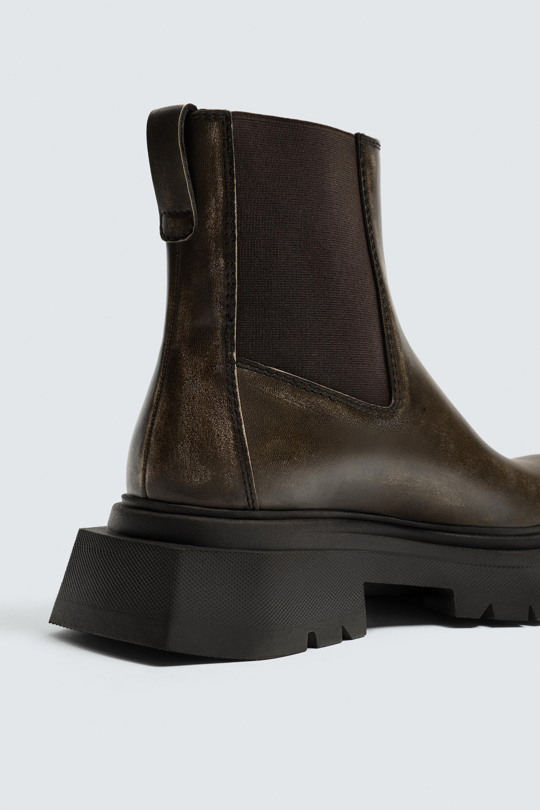 WORN-EFFECT CHELSEA BOOTS WITH CHUNKY SOLE