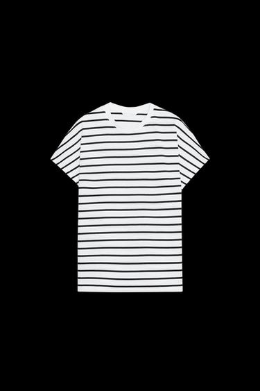 CAMISETA MANGA CAÍDA - rayas de Zara - Imagen 0