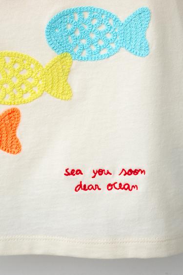 HAUT BRODÉ CROCHET POISSONS - Blanc cassé de Zara - Image 3