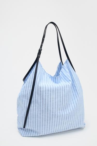 SHOPPER STOFF STREIFEN - Blau von Zara