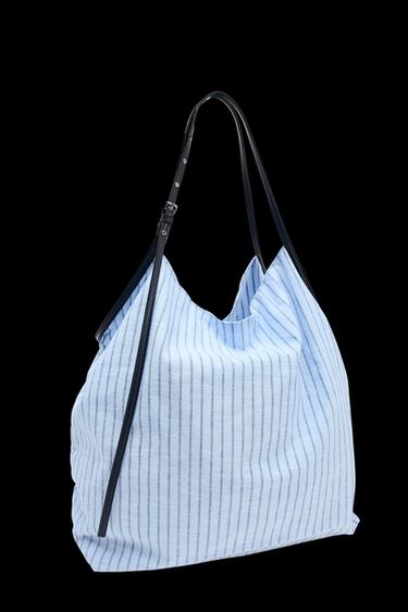 SHOPPER TEJIDO RAYAS - Azul de Zara