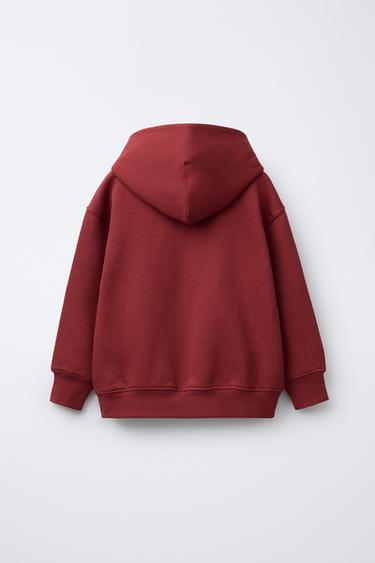 SWEAT À CAPUCHE BASIQUE - Rouge de Zara - Image 1