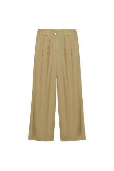 PANTALON BARREL À PINCES - Kaki de Zara