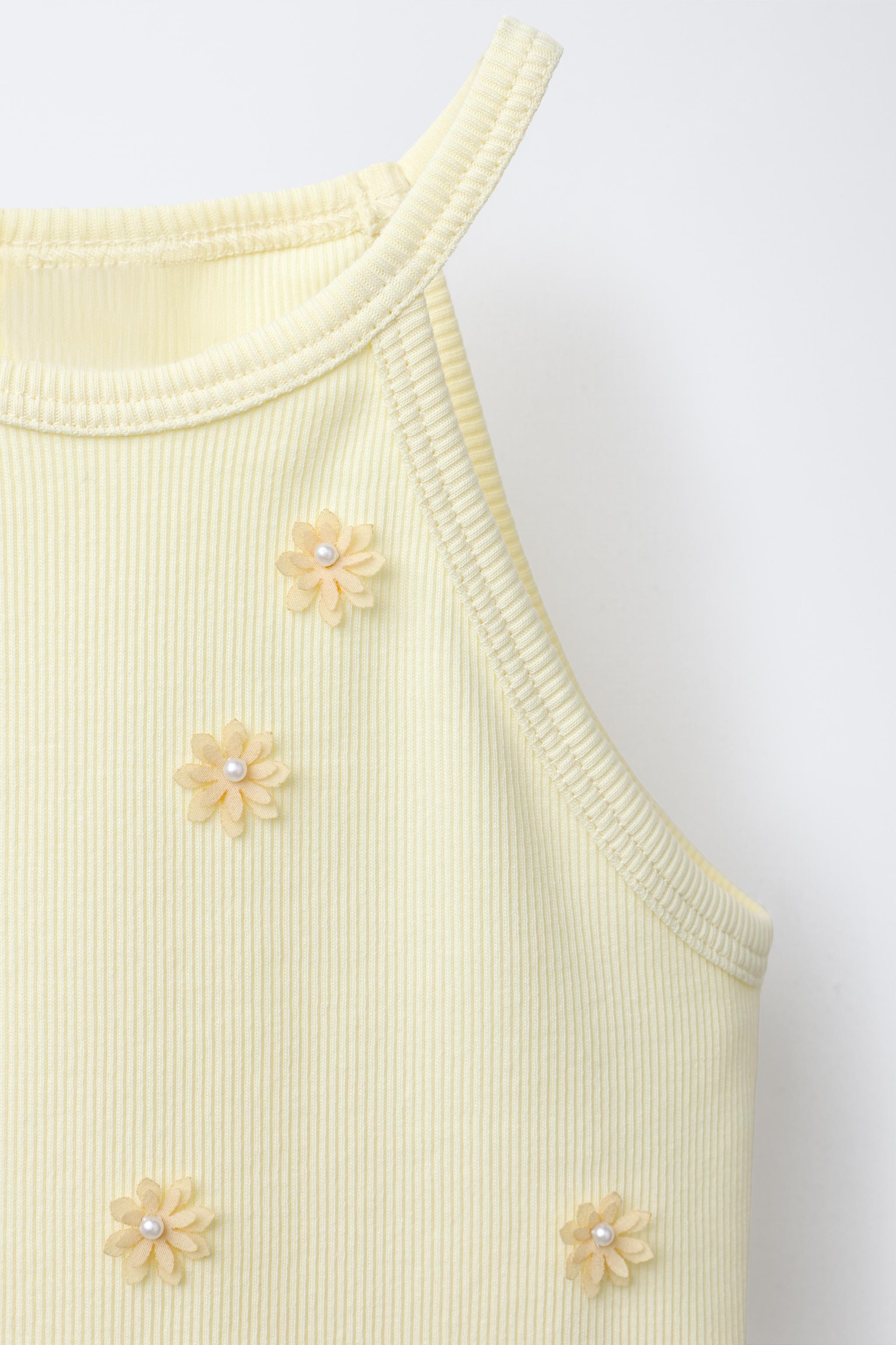 BUTTERFLY AND FLOWER RIBBED TOP - White | ZARA United States