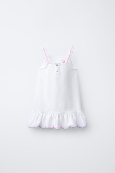 ROBE SERGÉ FLEURS POINT DE CROIX - Blanc de Zara - Image 1