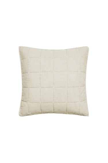 WASHED COTTON QUILTED CUSHION COVER (180 THREAD COUNT) - Сірувато-білий Zara
