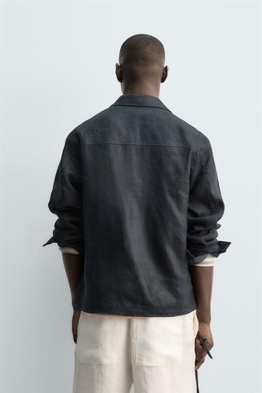 SURCHEMISE 100% LIN - Bleu marine de Zara - Image 2