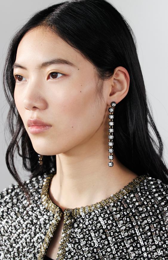 ラインストーン ダングルピアス - ゴールド | ZARA Japan / 日本