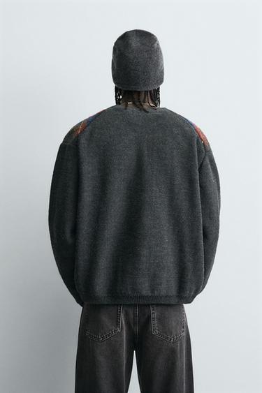 CARDIGAN JACQUARD A ROMBI - Grigio Antracite di Zara