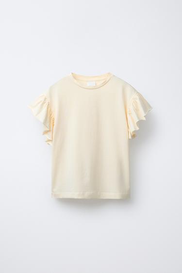 CAMISETA MANGA VOLANTES - Vainilla de Zara