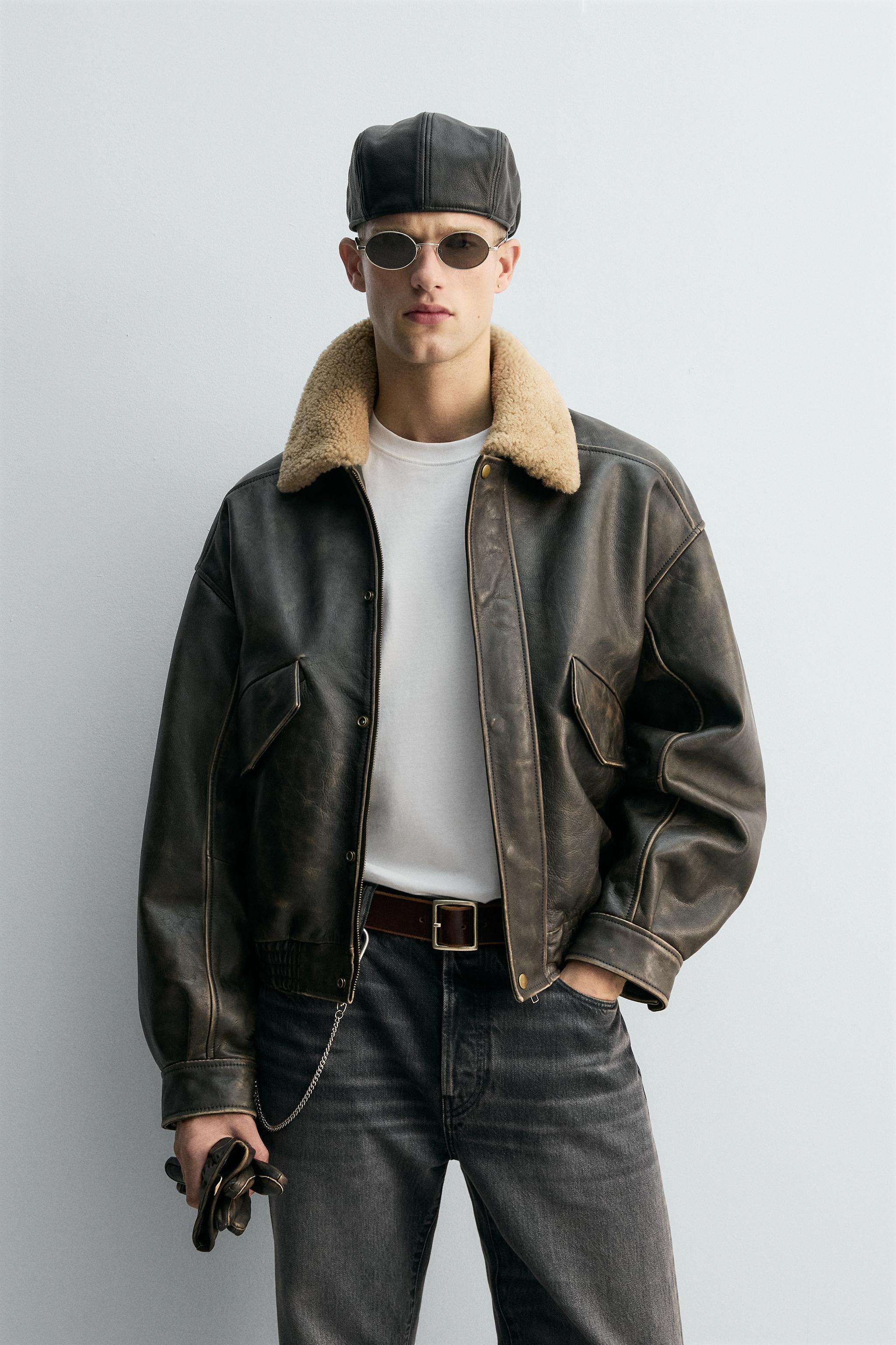 BLOUSON EN CUIR COL COMBINÉ ÉDITION LIMITÉE