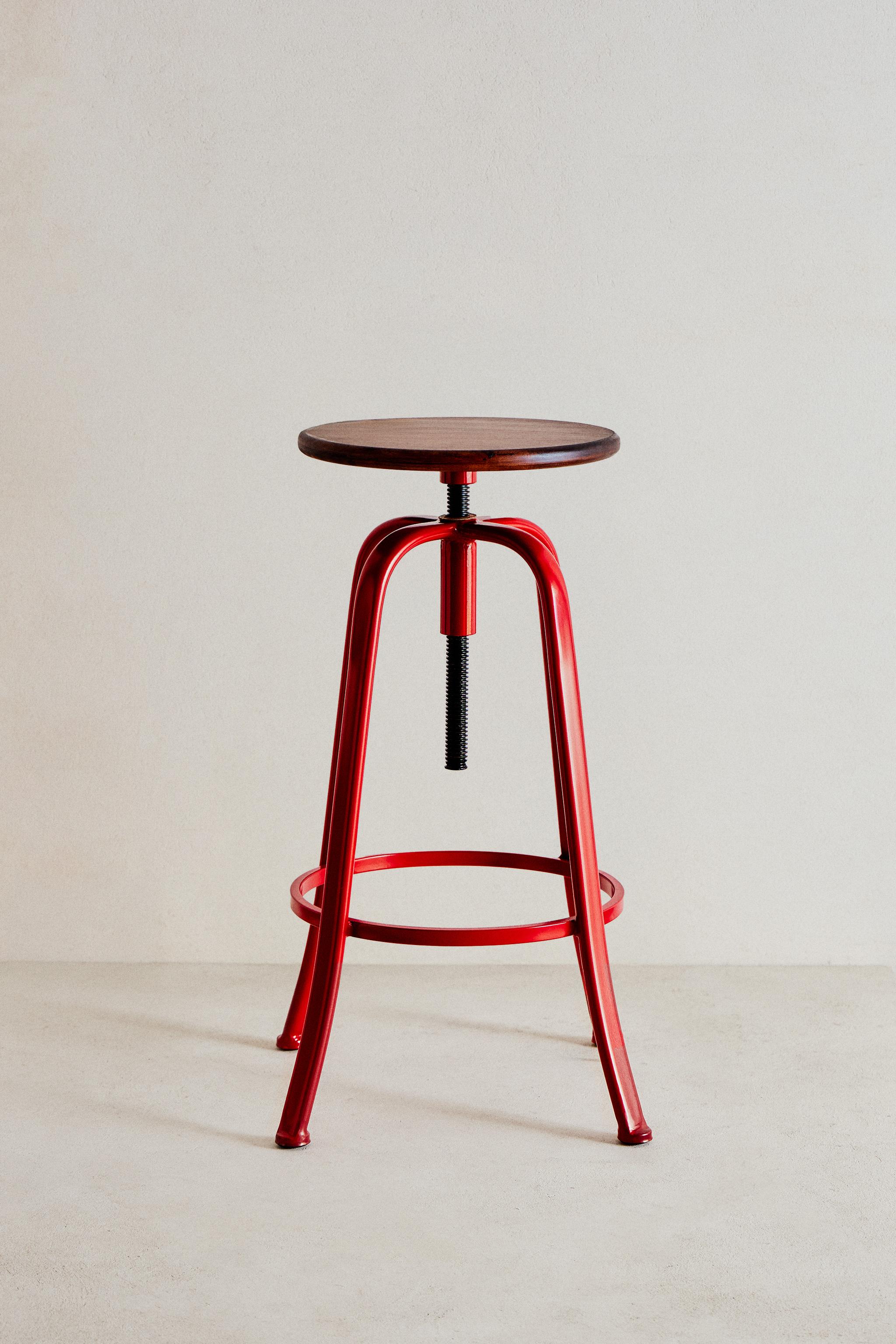 WOOD AND METAL SWIVEL STOOL - Red | ZARA United States