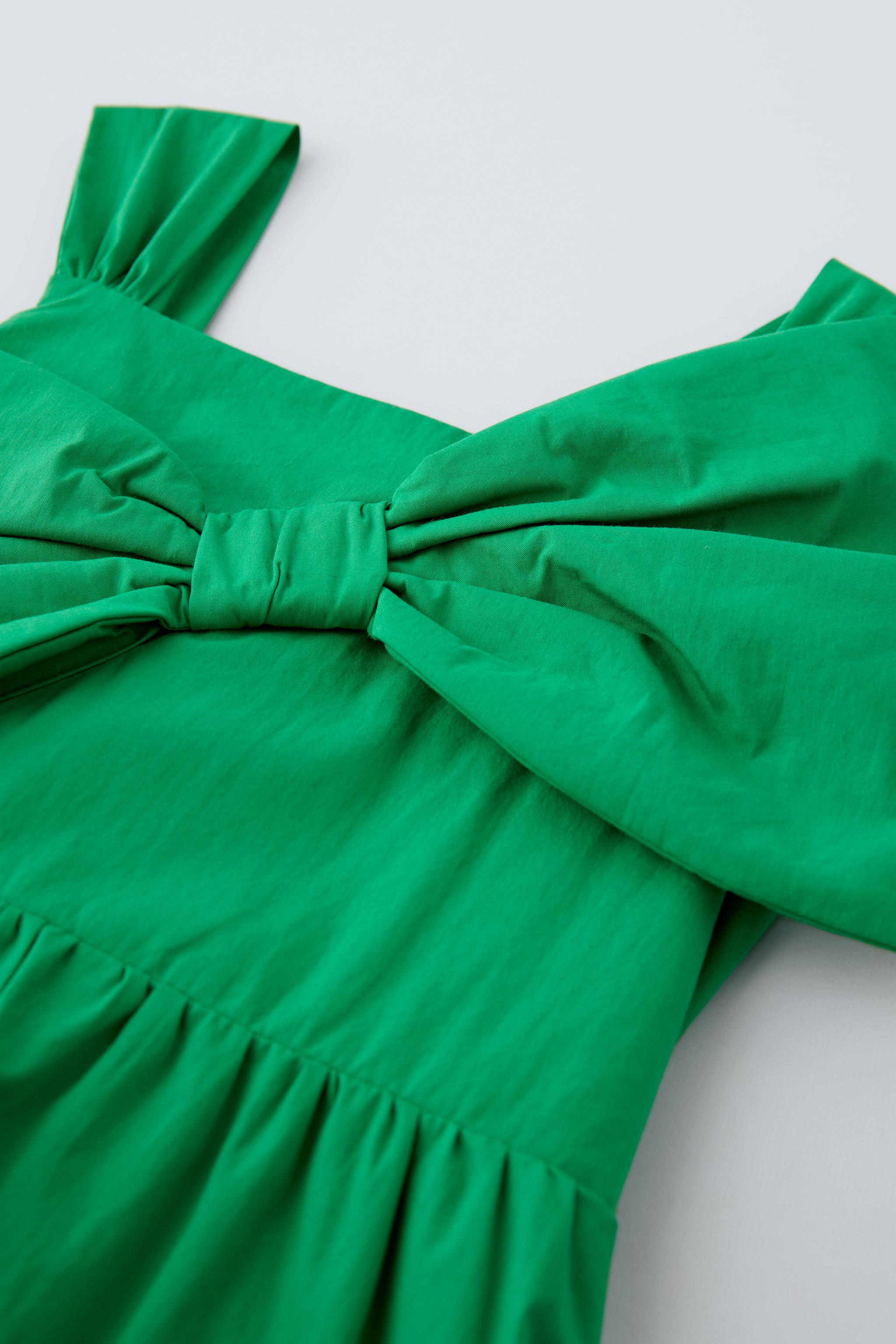 Vestido Seda Cintura Atada Verde Azul - Borow