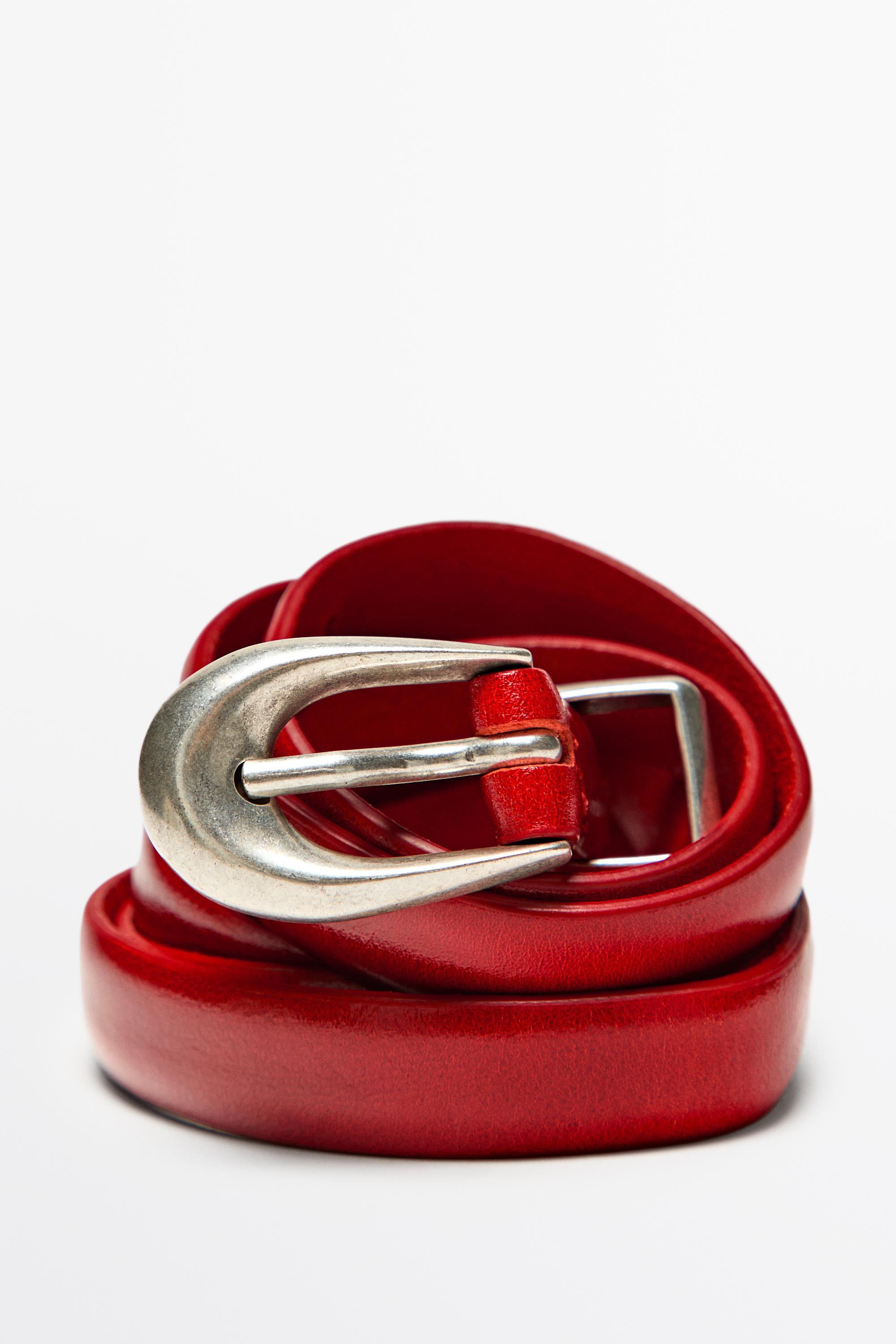 Ceinture en cuir nappa avec passant