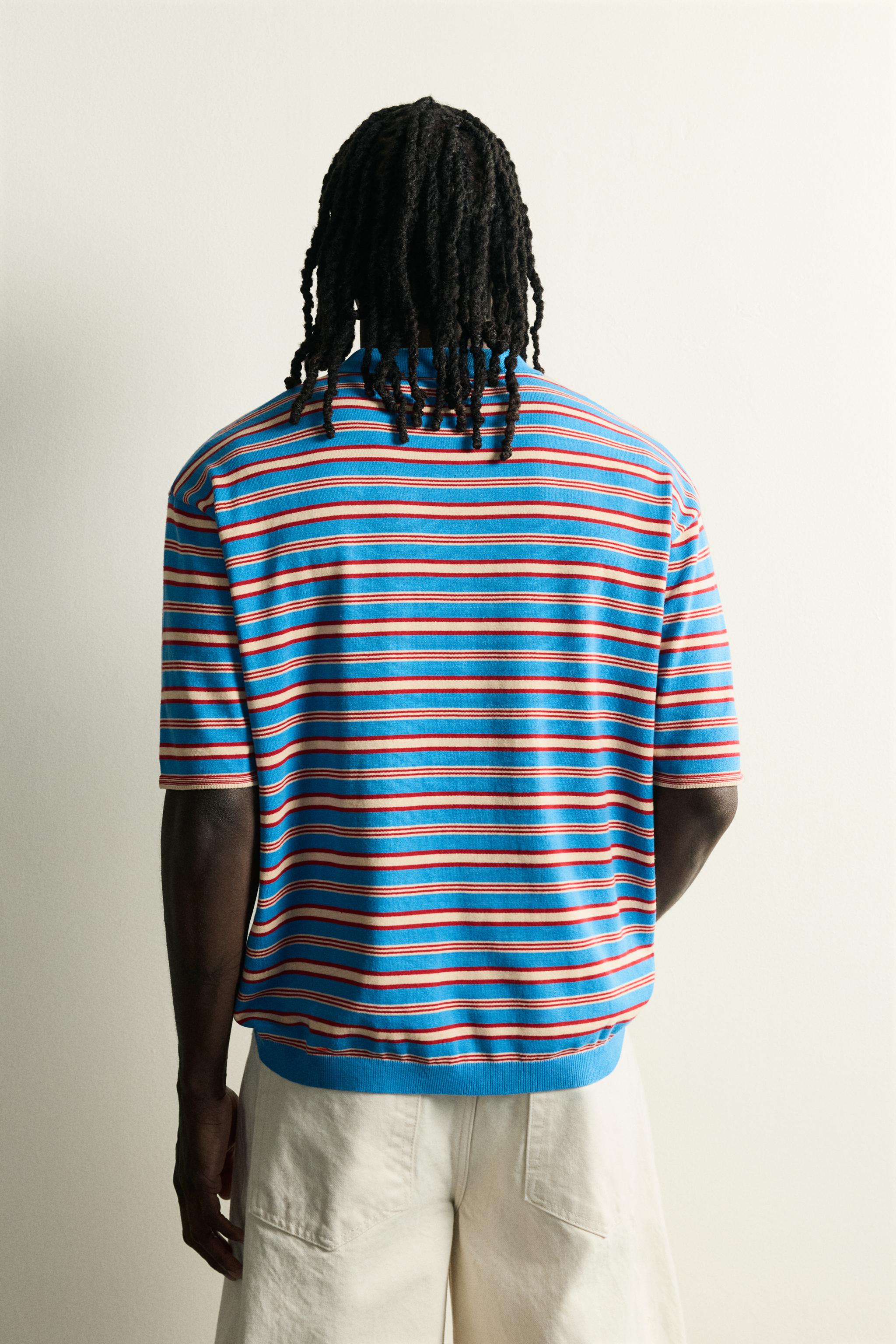 POLO EN MAILLE JACQUARD À RAYURES
