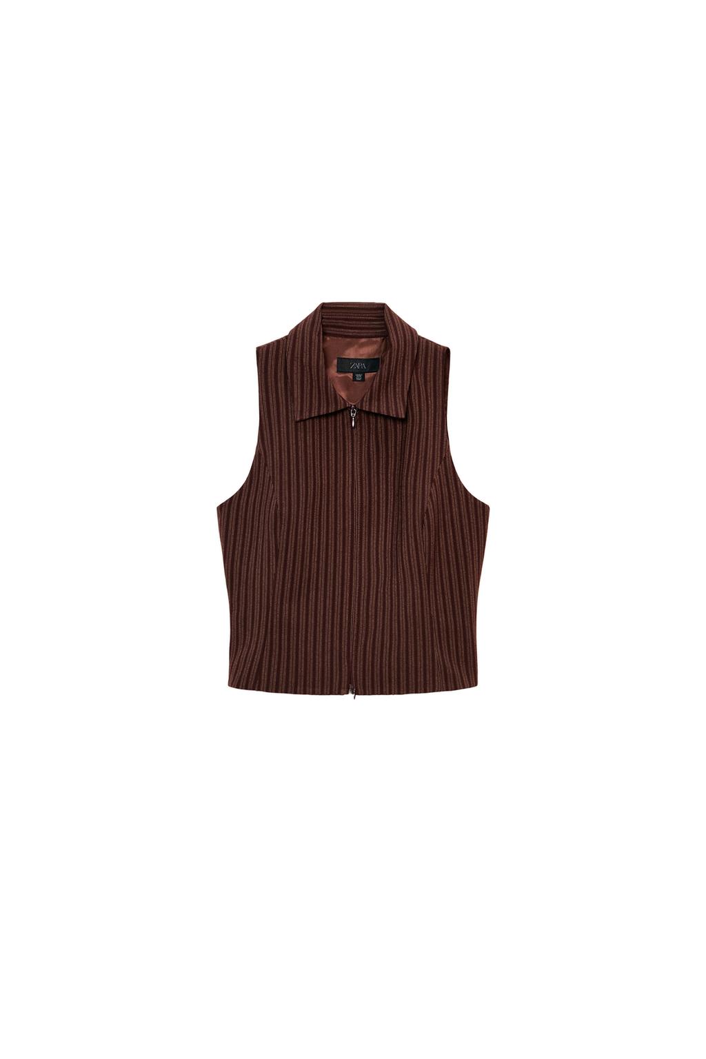 STRIPED ZIPPER VEST - image 3