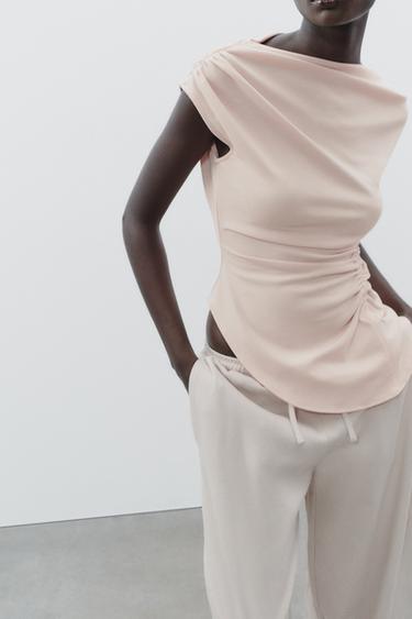 Zara Pink Ruffle Romatic Top Women's Pink Tops | ZARA Australia